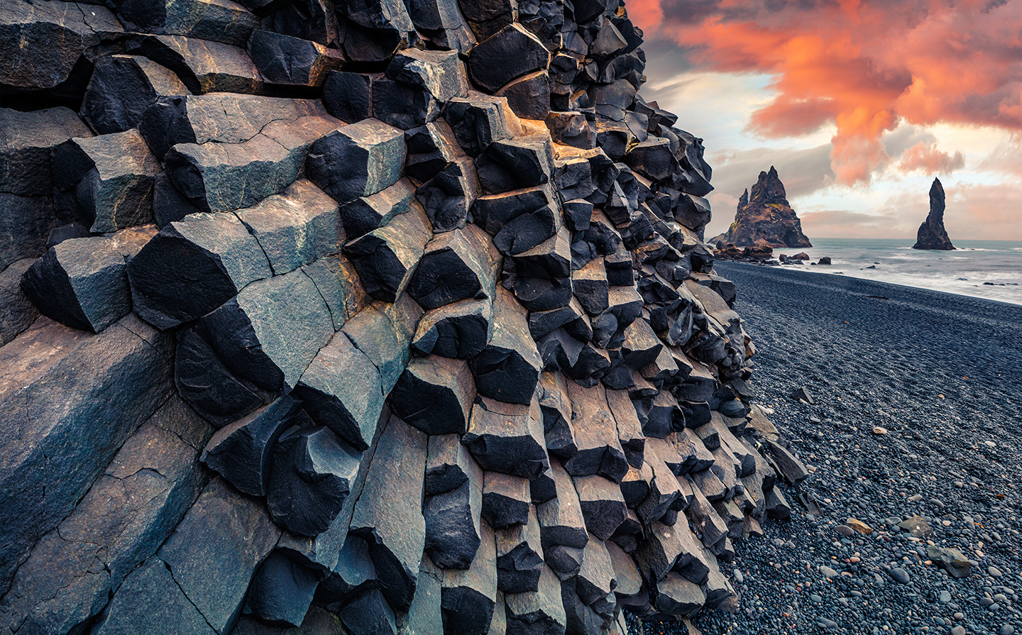 Icelandic coast and basalt formation